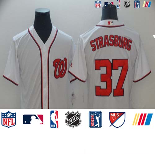 Personalized Nationals 37 Stephen Strasburg White Cool Base Jersey