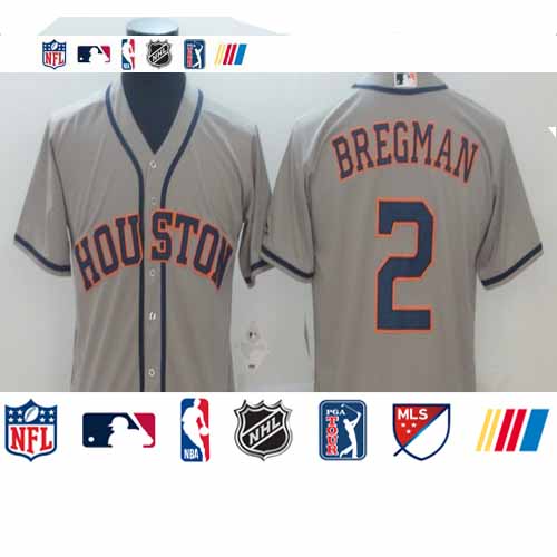 Personalized Astros 2 Alex Bregman Gray Cool Base Jersey