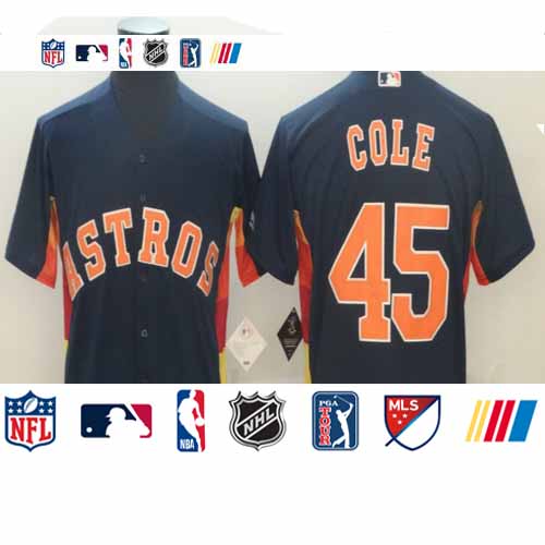 Personalized Astros 45 Gerrit Cole Navy Cool Base Jersey