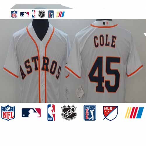 Personalized Astros 45 Gerrit Cole White Cool Base Jersey