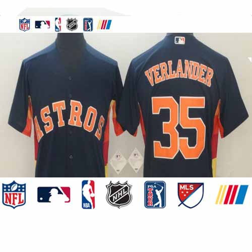 Personalized Astros 35 Justin Verlander Navy Cool Base Jersey