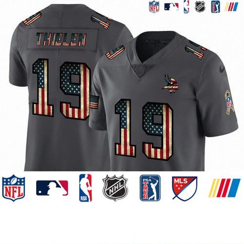 Personalized Vikings 19 Adam Thielen 2019 Salute To Service USA Flag Fashion Limited Jersey