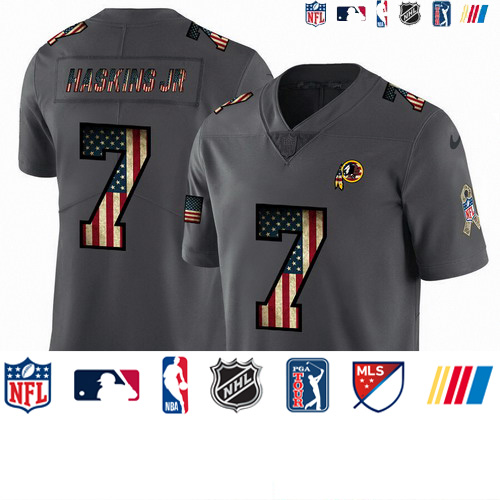 Personalized Redskins 7 Dwayne Haskins Jr 2019 Salute To Service USA Flag Fashion Limited Jersey