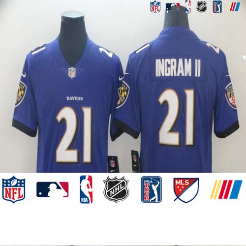 Personalized Ravens 21 Mark Ingram II Purple Untouchable Limited Jersey