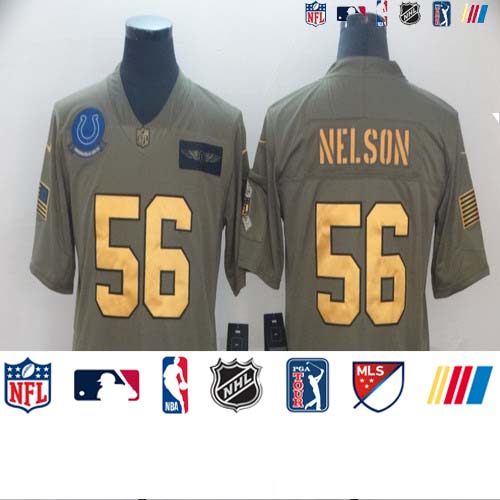 Personalized Colts 56 Quenton Nelson 2019 Olive Gold Salute To Service Limited Jersey