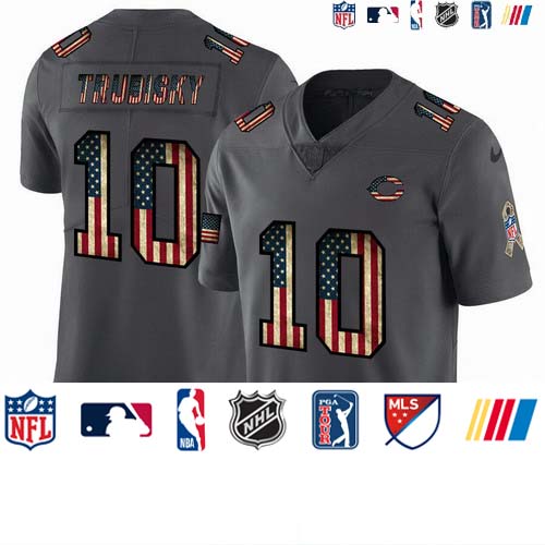 Personalized Bears 10 Mitchell Trubisky 2019 Salute To Service USA Flag Fashion Limited Jersey