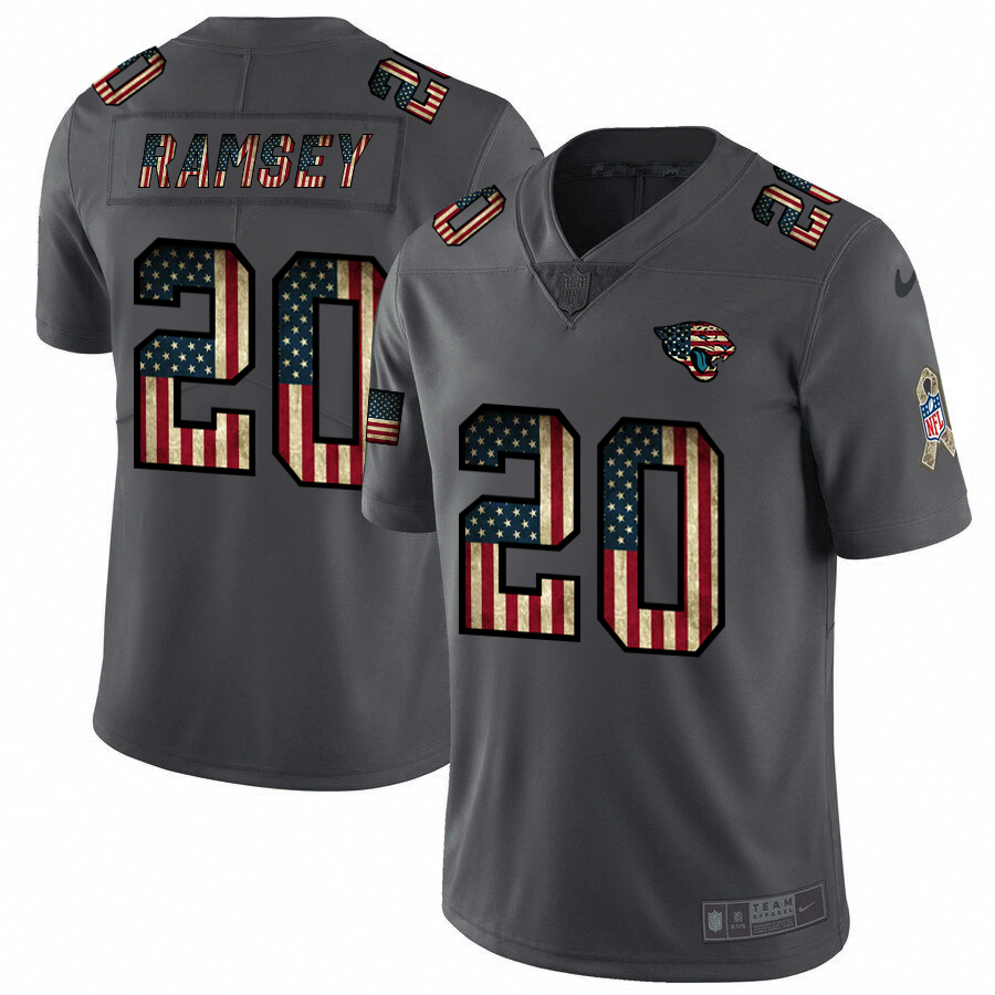 Personalized Jaguars 20 Jalen Ramsey 2019 Salute To Service USA Flag Fashion Limited Jersey
