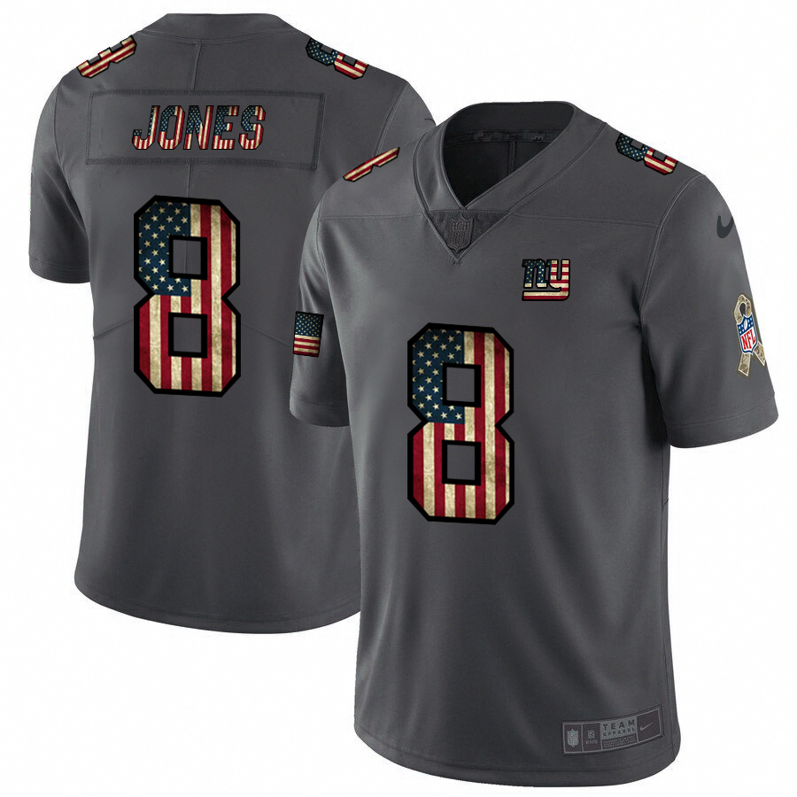 Personalized Giants 8 Daniel Jones 2019 Salute To Service USA Flag Fashion Limited Jersey