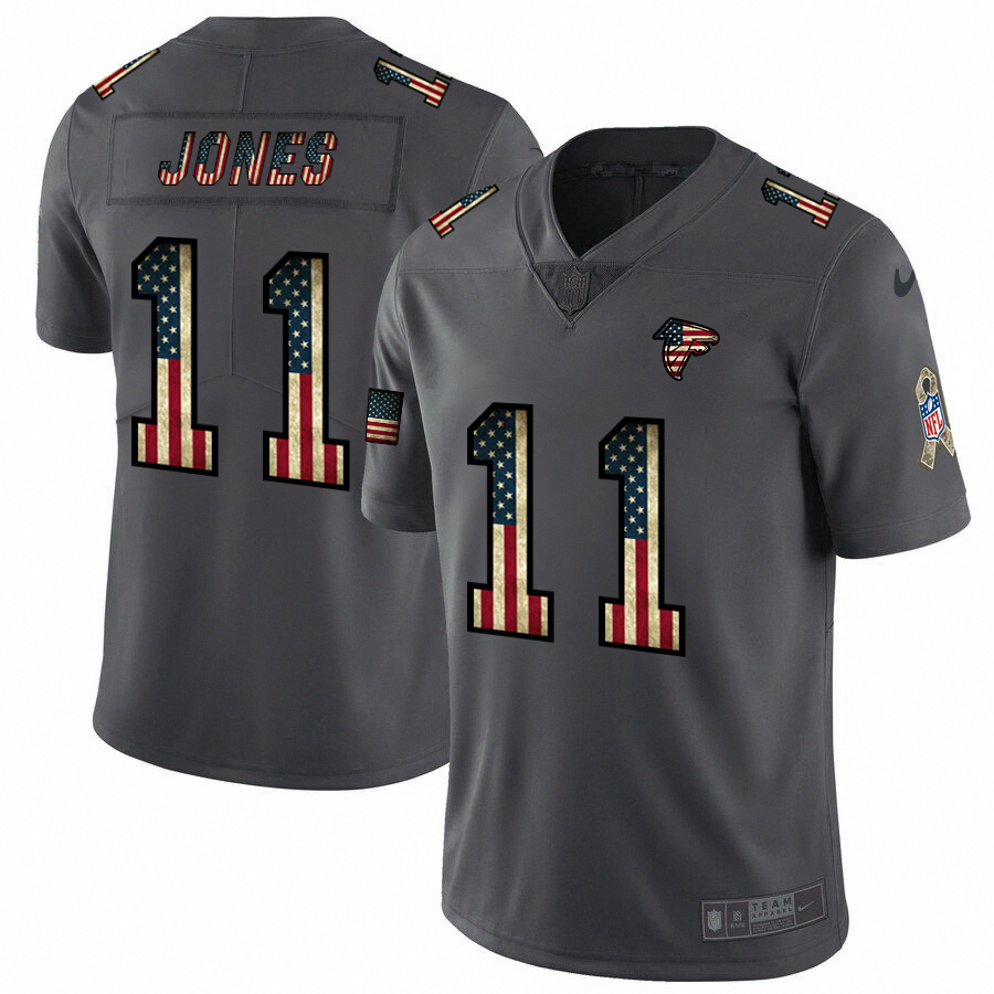 Personalized Falcons 11 Julio Jones 2019 Salute To Service USA Flag Fashion Limited Jersey