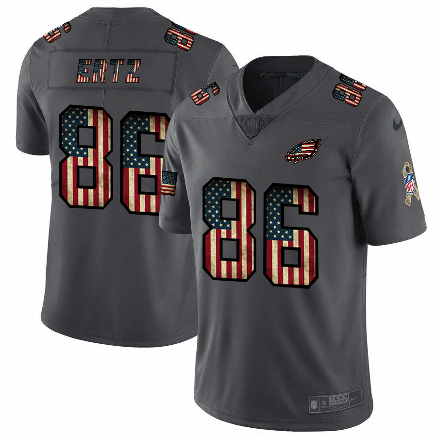 Personalized Eagles 86 Zach Ertz 2019 Salute To Service USA Flag Fashion Limited Jersey