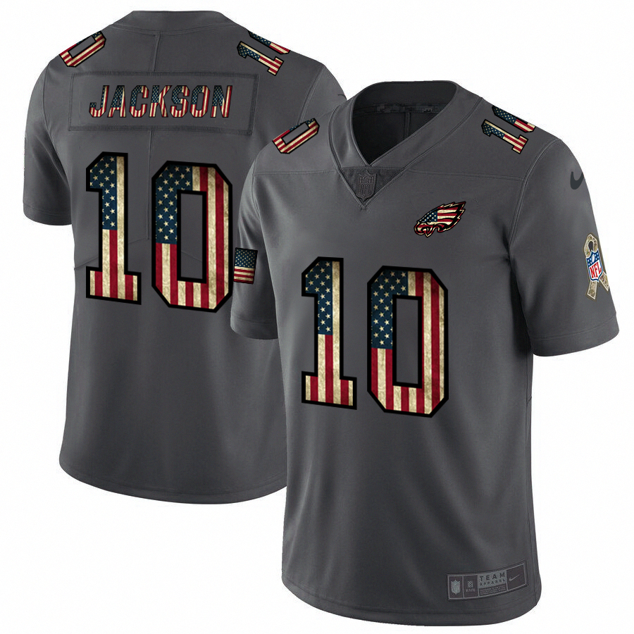 Personalized Eagles 10 DeSean Jackson 2019 Salute To Service USA Flag Fashion Limited Jersey