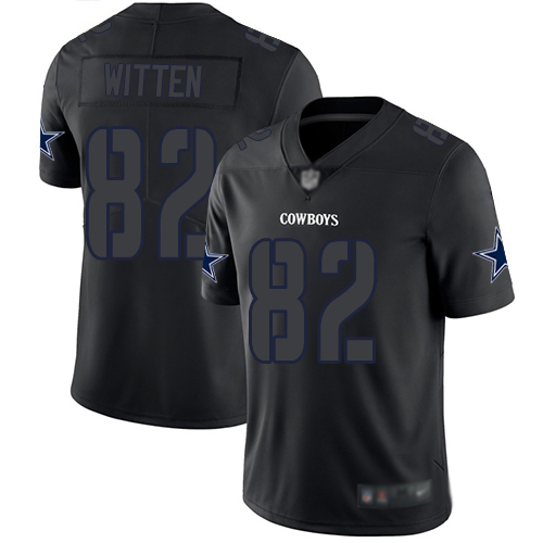 Personalized Cowboys #82 Jason Witten Black Men’s Stitched Football Limited Rush Impact Jersey