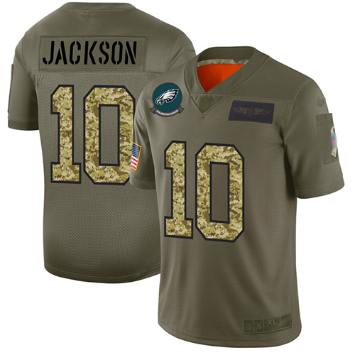 Personalized Eagles #10 DeSean Jackson Olive Camo Men’s Stitched Football Limited 2019 Salute To Service Jersey