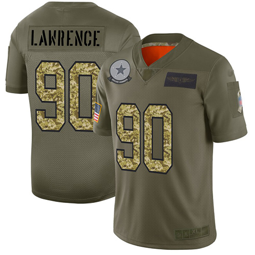 Personalized Cowboys #90 Demarcus Lawrence Olive Camo Men’s Stitched Football Limited 2019 Salute To Service Jersey