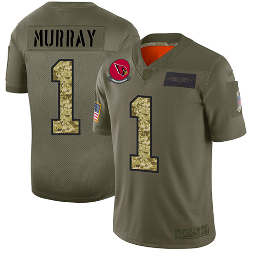 Personalized Cardinals #1 Kyler Murray Olive Camo Men’s Stitched Football Limited 2019 Salute To Service Jersey