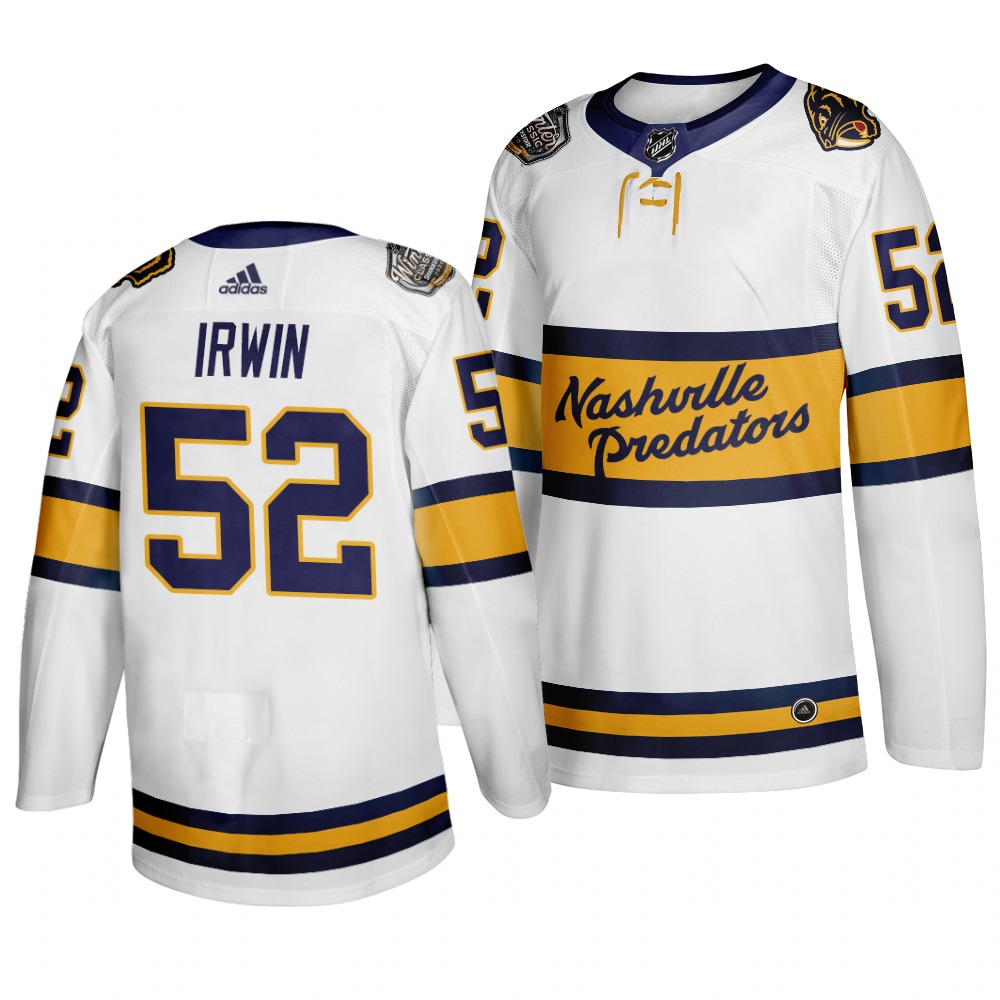 Personalized Predators 52 Matt Irwin White 2020 Winter Classic Jersey