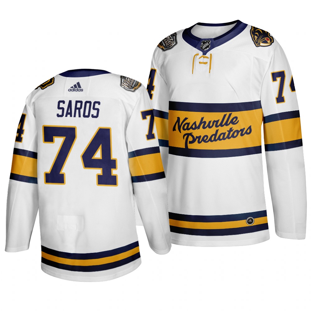 Personalized Predators 74 Juuse Saros White 2020 Winter Classic Jersey