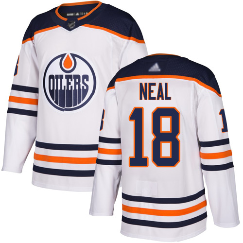 Personalized Oilers #18 James Neal White Road Authentic Stitched Hockey Jersey