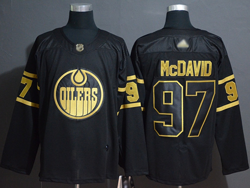 Personalized Oilers #97 Connor McDavid Black Gold Authentic Stitched Hockey Jersey