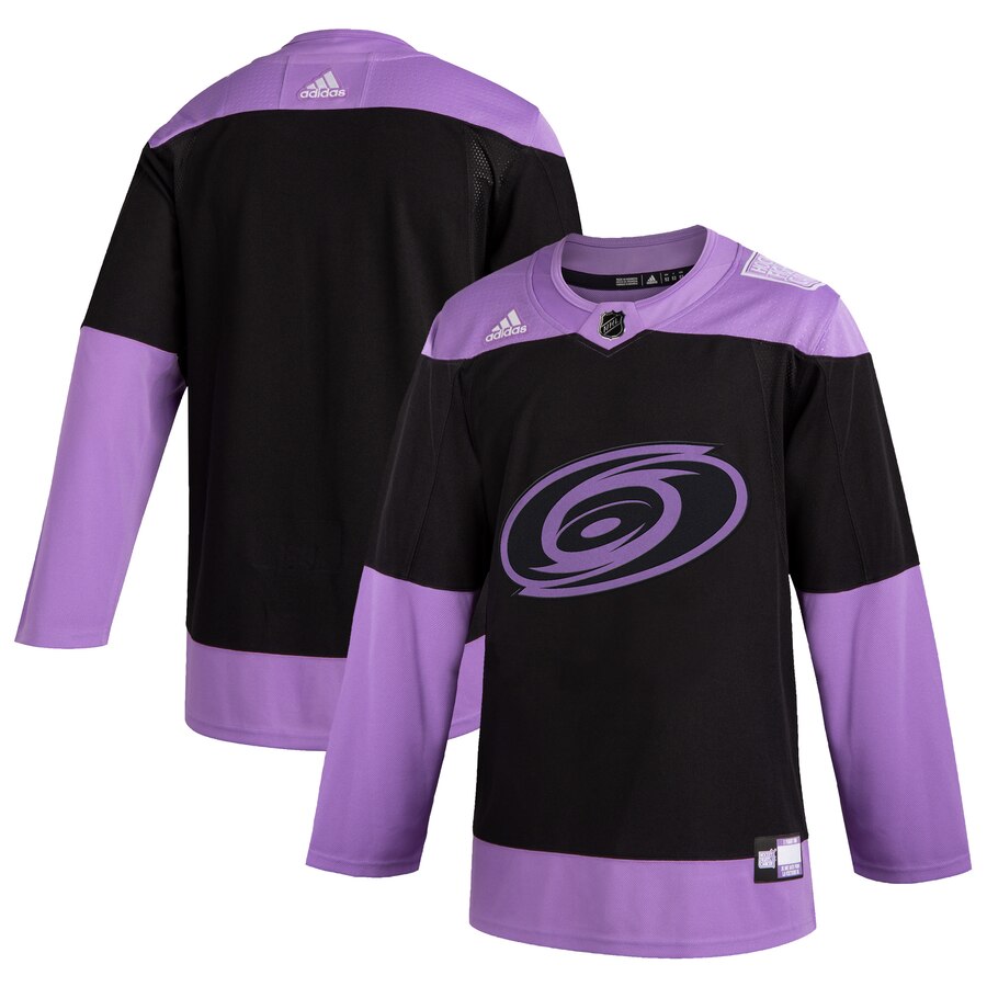 Personalized Hurricanes Blank Black Purple Hockey Fights Cancer Jersey
