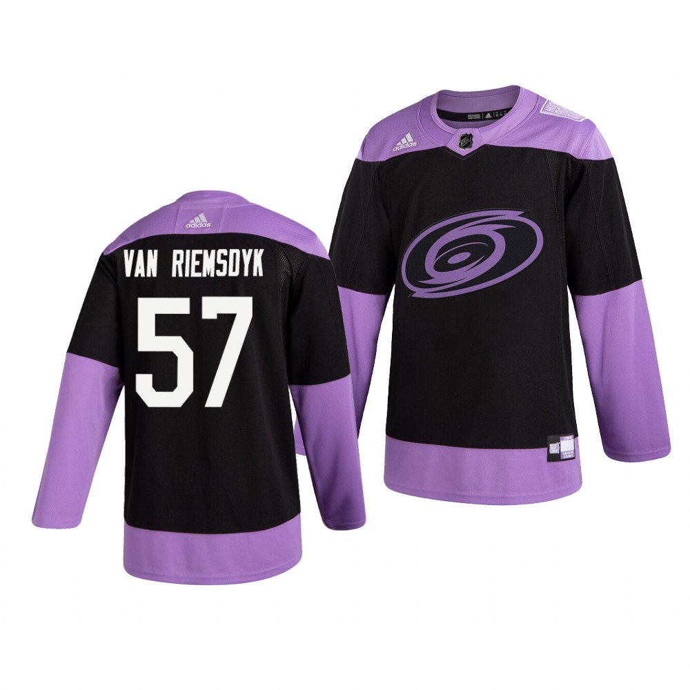 Personalized Hurricanes 57 Trevor Van Riemsdyk Black Purple Hockey Fights Cancer Jersey