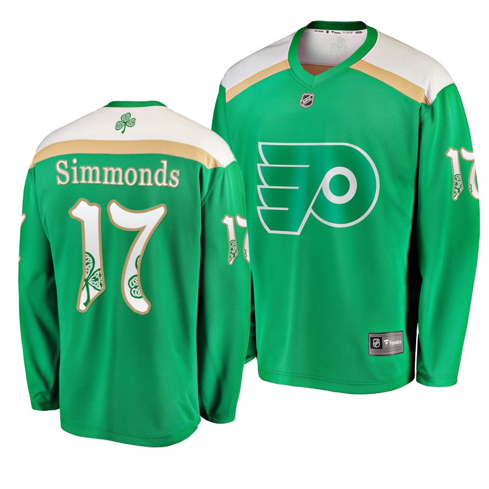 Personalized Flyers 17 Wayne Simmonds Green 2019 St. Patrick’s Day Jersey