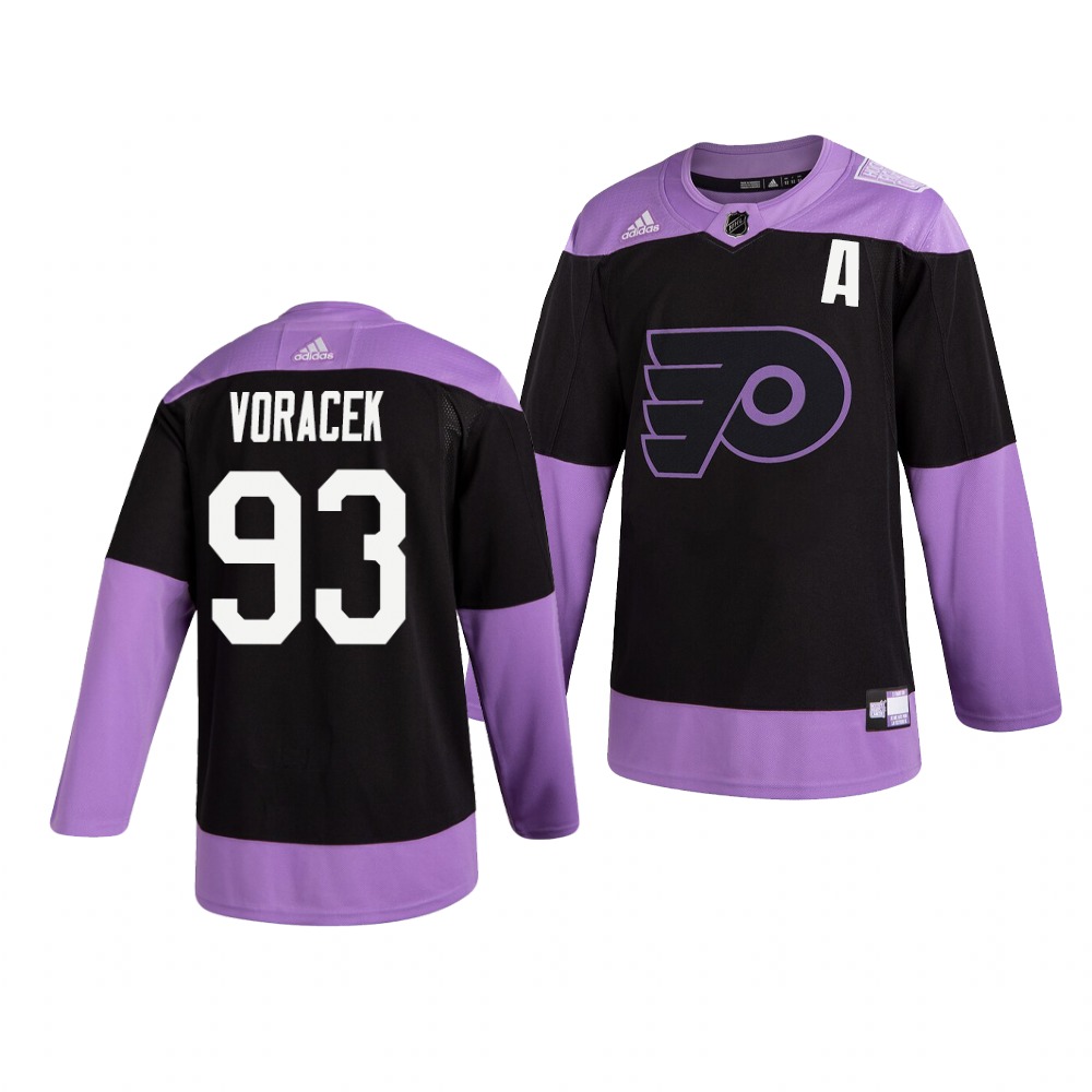 Personalized Flyers 93 Jakub Voracek Black Purple Hockey Fights Cancer Jersey