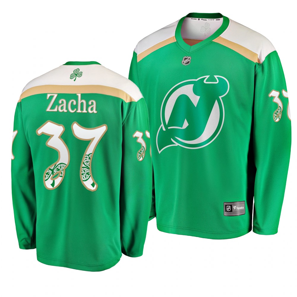 Personalized Devils 37 Pavel Zacha Green 2019 St. Patrick’s Day Jersey