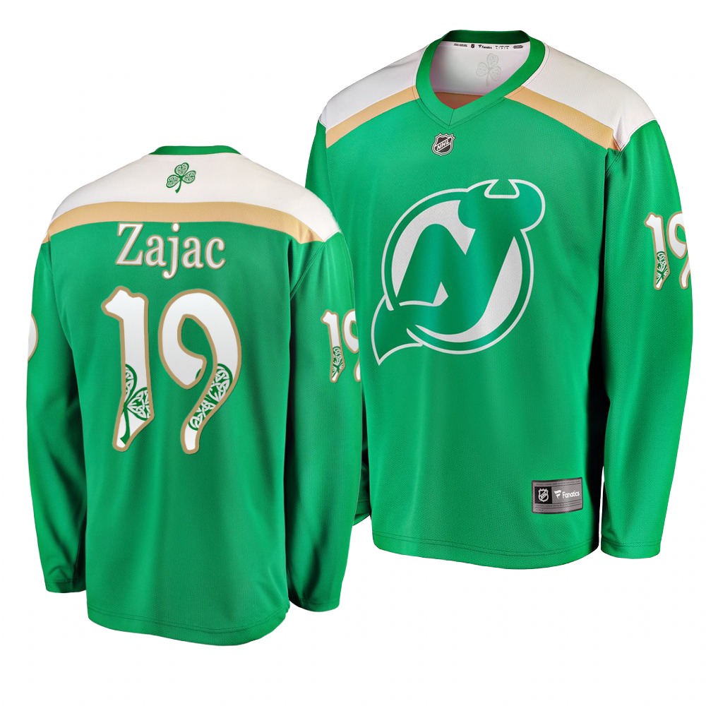 Personalized Devils 19 Travis Zajac Green 2019 St. Patrick’s Day Jersey
