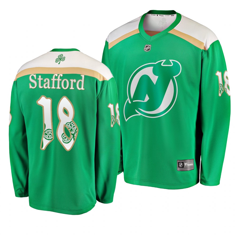Personalized Devils 18 Drew Stafford Green 2019 St. Patrick’s Day Jersey