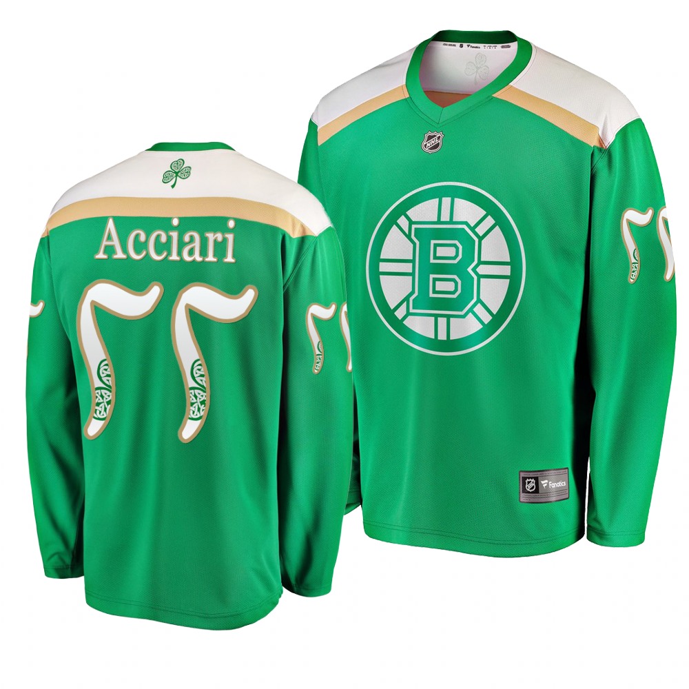 Personalized Bruins 77 Noel Acciari Green 2019 St. Patrick’s Day Jersey