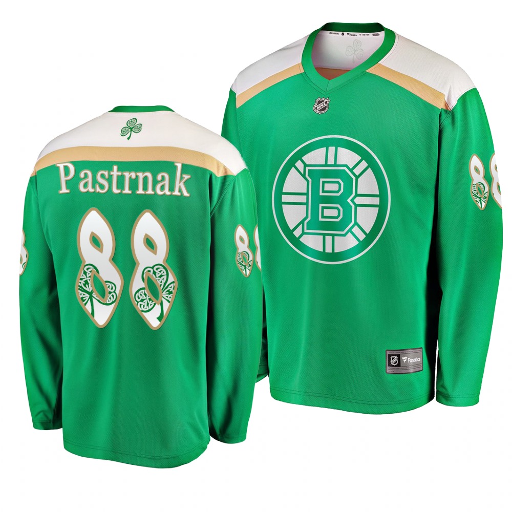 Personalized Bruins 88 David Pastrnak Green 2019 St. Patrick’s Day Jersey