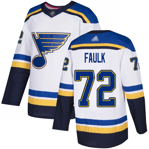 Personalized Blues #72 Justin Faulk White Road Authentic Stitched Hockey Jersey