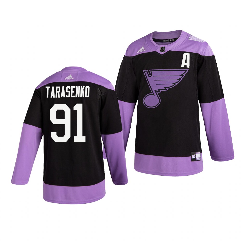 Personalized Blues 91 Vladimir Tarasenko Black Purple Hockey Fights Cancer Jersey