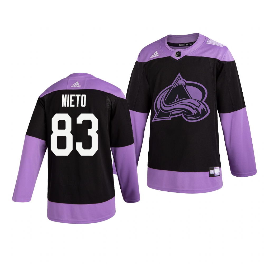Personalized Avalanche 83 Matt Nieto Black Purple Hockey Fights Cancer Jersey