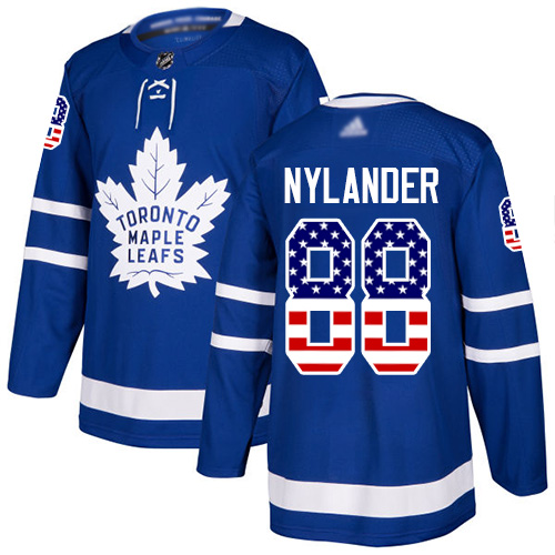 Personalized Maple Leafs #88 William Nylander Blue Home Authentic USA Flag Stitched Hockey Jersey