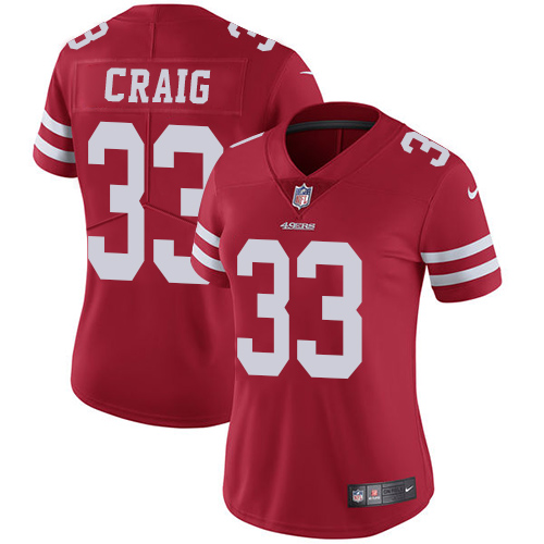 Personalized Women NFL 49ers #33 Roger Craig Red Untouchable Limited Jersey