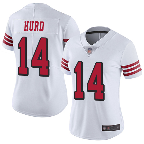 Personalized 49ers #14 Jalen Hurd White Rush Women’s Stitched Football Untouchable Limited Jersey