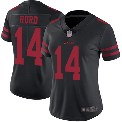 Personalized 49ers #14 Jalen Hurd Black Alternate Women’s Stitched Football Untouchable Limited Jersey