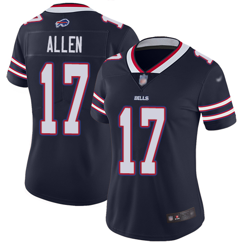 Personalized Bills #17 Josh Allen Navy Women’s Stitched Football Limited Inverted Legend Jersey