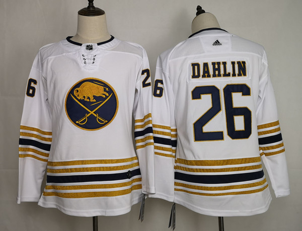 Personalized Sabres 26 Rasmus Dahlin White Youth 50th Anniversary Jersey