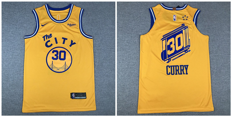 Personalized Warriors 30 Stephen Curry Yellow City Edition Authentic Jersey