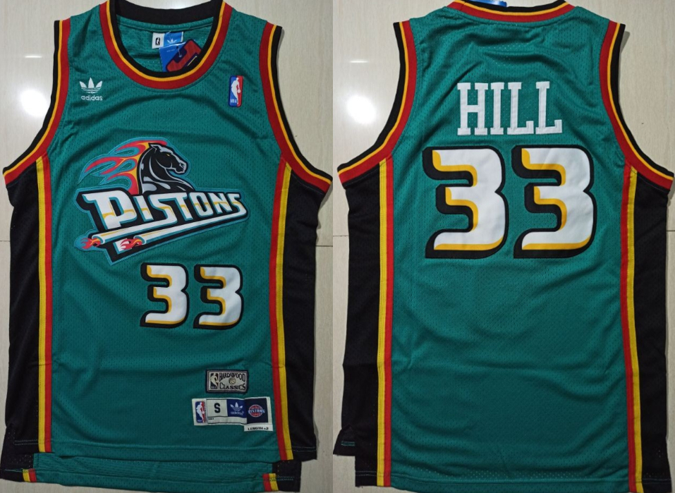 Personalized Pistons 33 Grant Hill Green Hardwood Classics Jersey