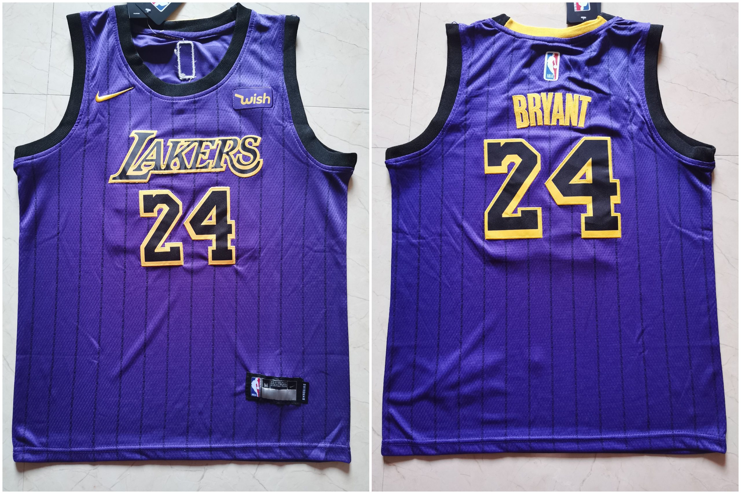 Personalized Lakers 24 Kobe Bryant Purple Youth Swingman Jersey