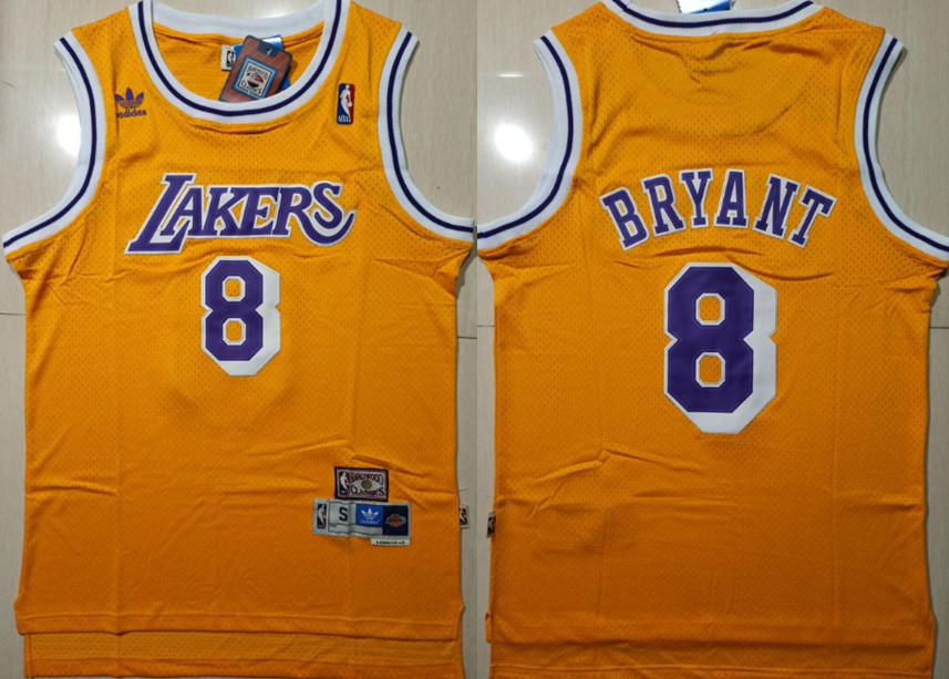 Personalized Lakers 8 Kobe Bryant Yellow Hardwood Classics Swingman Jersey