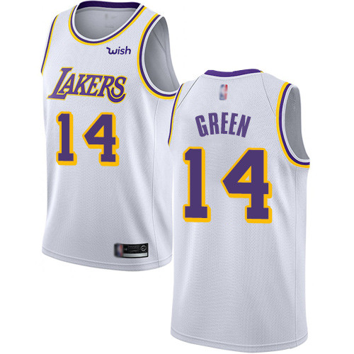 Personalized Lakers #14 Danny Green White Basketball Swingman Association Edition Jersey