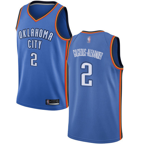 Personalized Thunder #2 Shai Gilgeous-Alexander Blue Basketball Swingman Icon Edition Jersey