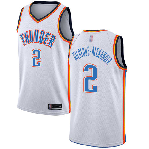 Personalized Thunder #2 Shai Gilgeous-Alexander White Basketball Swingman Association Edition Jersey