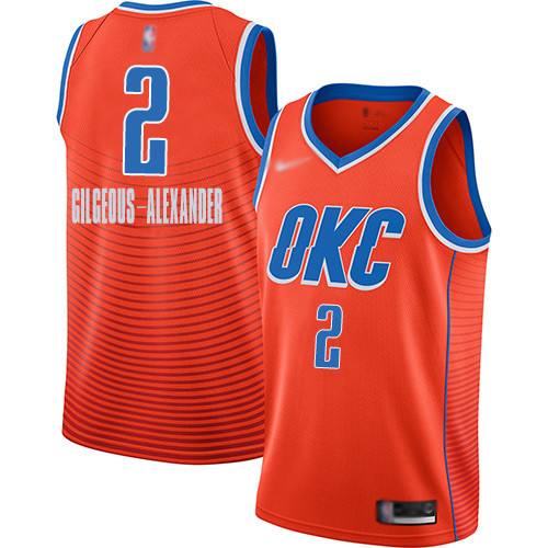 Personalized Thunder #2 Shai Gilgeous-Alexander Orange Basketball Swingman Statement Edition 2019 2020 Jersey