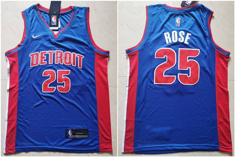 Personalized Pistons 25 Derrick Rose Blue Swingman Jersey